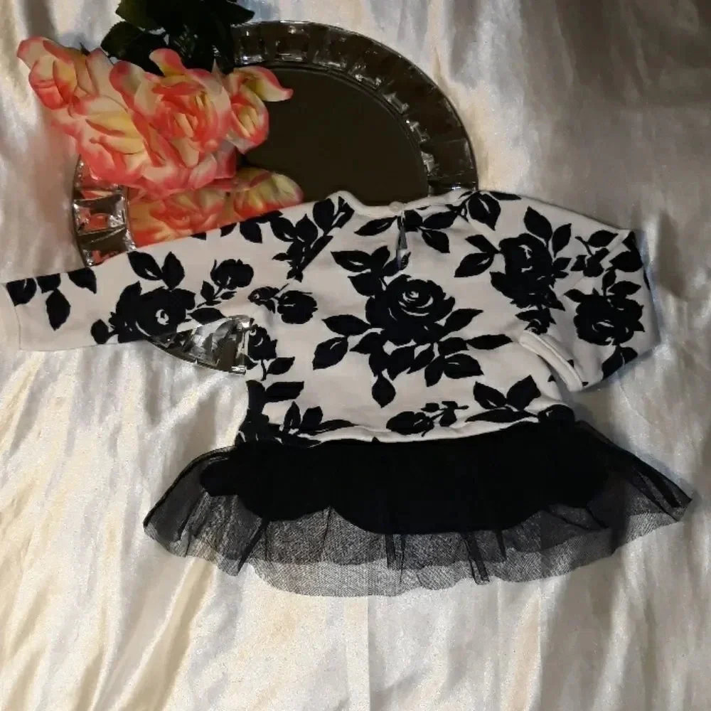 Carters Black and White Rose Sweater w/ Tu…